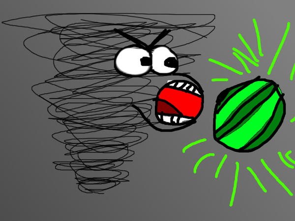 Tornado eating a watermelon